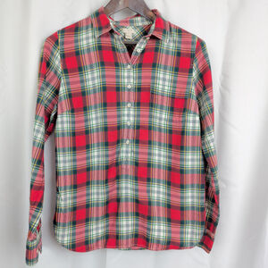 Ladies' J Crew Plaid Flannel Collared Shirt medium